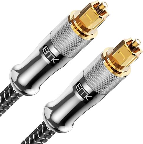 EMK Optical Audio Cable Optical Cable Digital Fiber Optic Toslink Cable for Sound Bar, TV, PS4, Xbox, Home Theater & More (4 Feet/1.2M, Slim Nylon Braided, Black1) in Saudi Arabia
