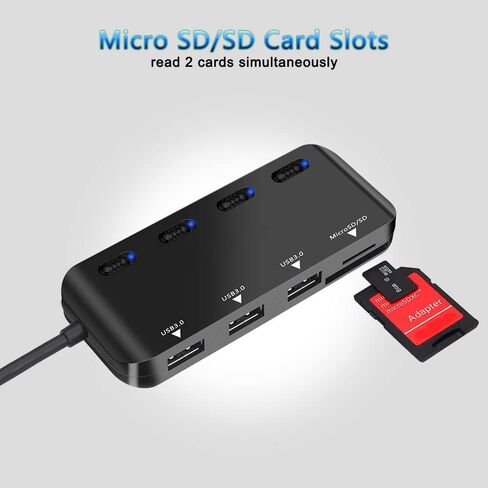 USB Hub 3.0 Splitter, 7-Port USB Extender for Laptop, VVTOYER USB Multiport Adapter Expander with Individual Power Switch and 3.3ft Long Cable, for MacBook, Mac Pro, Mac Mini, iMac, Surface, PS4, PC in Saudi Arabia