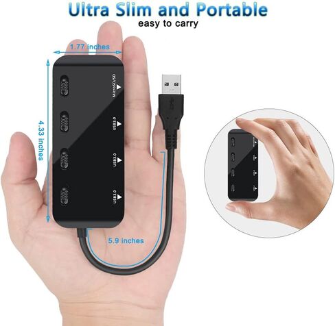 USB Hub 3.0 Splitter, 7-Port USB Extender for Laptop, VVTOYER USB Multiport Adapter Expander with Individual Power Switch and 3.3ft Long Cable, for MacBook, Mac Pro, Mac Mini, iMac, Surface, PS4, PC in Saudi Arabia