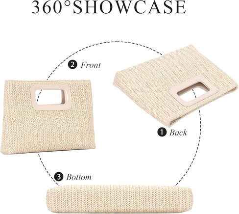 GOKTOW Straw Clutch Top Handbags Raffia Bag Purse Woven Tote CrossBag for Women Beach Summer Travel With Chain 2025 in Kuwait