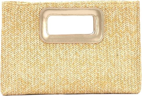 GOKTOW Straw Clutch Top Handbags Raffia Bag Purse Woven Tote CrossBag for Women Beach Summer Travel With Chain 2025 in Kuwait