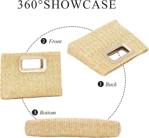 GOKTOW Straw Clutch Top Handbags Raffia Bag Purse Woven Tote CrossBag for Women Beach Summer Travel With Chain 2025 in Kuwait