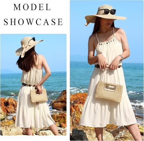 GOKTOW Straw Clutch Top Handbags Raffia Bag Purse Woven Tote CrossBag for Women Beach Summer Travel With Chain 2025 in Kuwait