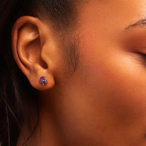 Memorjew 1CT أقراط Birthstone Oval للنساء ، S925 Sterling Silver Stud أقراط أصلية أو خلقت أقراط من الحجر المولد 12 شهرًا. in Saudi Arabia