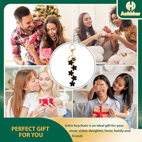 Initial Letter Keychain for Women with Cute Flower Charm – Alphabet Keyring for Keys, Purse, Bags, Backpack & Handbag in Kuwait