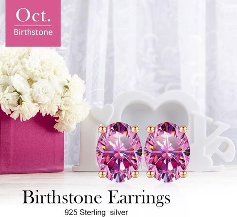 Memorjew 1CT أقراط Birthstone Oval للنساء ، S925 Sterling Silver Stud أقراط أصلية أو خلقت أقراط من الحجر المولد 12 شهرًا. in Saudi Arabia