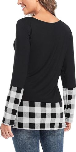 Miusey Fall Tunics to Wear with Leggings Women long Sleeve V Neck Shirt Flowy Pleated Tops in Kuwait