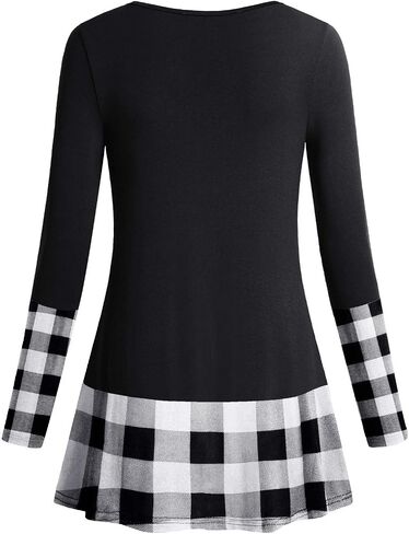 Miusey Fall Tunics to Wear with Leggings Women long Sleeve V Neck Shirt Flowy Pleated Tops in Kuwait