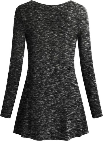 Miusey Fall Tunics to Wear with Leggings Women long Sleeve V Neck Shirt Flowy Pleated Tops in Kuwait