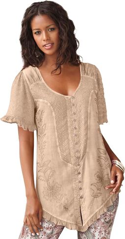 Roaman's Women's Plus Size Acid Wash Tunic in Saudi Arabia