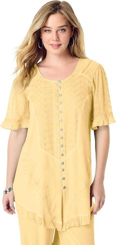 Roaman's Women's Plus Size Acid Wash Tunic in Saudi Arabia