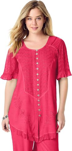 Roaman's Women's Plus Size Acid Wash Tunic in Saudi Arabia