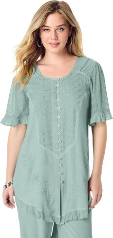 Roaman's Women's Plus Size Acid Wash Tunic in Saudi Arabia
