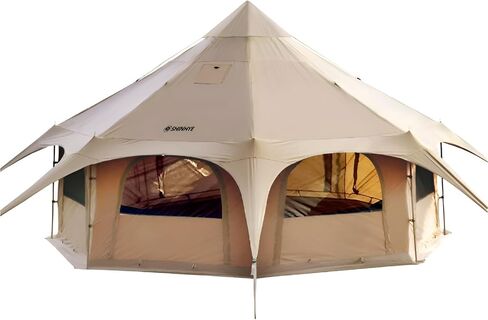 Canvas Tent Bell Tent Glamping Tent, 4 Seasons Yurt Tent for Camping 3M/4M/5M Canvas Tents with Stove Jacks, Dream House Family Camping Outdoor Hunting Party (3M- 9.8FT) in Saudi Arabia
