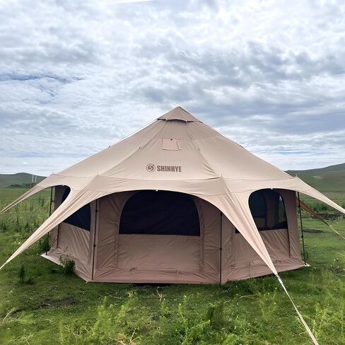 Canvas Tent Bell Tent Glamping Tent, 4 Seasons Yurt Tent for Camping 3M/4M/5M Canvas Tents with Stove Jacks, Dream House Family Camping Outdoor Hunting Party (3M- 9.8FT) in Saudi Arabia