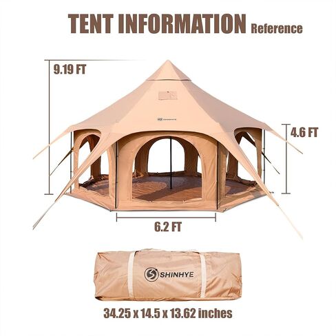 Canvas Tent Bell Tent Glamping Tent, 4 Seasons Yurt Tent for Camping 3M/4M/5M Canvas Tents with Stove Jacks, Dream House Family Camping Outdoor Hunting Party (3M- 9.8FT) in Saudi Arabia