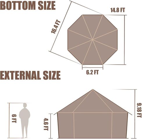 Canvas Tent Bell Tent Glamping Tent, 4 Seasons Yurt Tent for Camping 3M/4M/5M Canvas Tents with Stove Jacks, Dream House Family Camping Outdoor Hunting Party (3M- 9.8FT) in Saudi Arabia