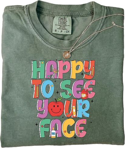 Comfort Colors® Back to School Teacher Shirt-Happy to See Your Face Tee- Gift for Teacher- First Day of Teacher Outfit in Saudi Arabia