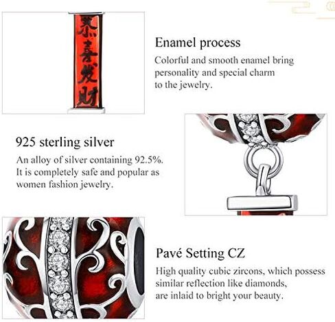 Matryoshka 925 Sterling Silver Russian Doll Charms Red Enamel Bead Charms Happy Mothers Day Christmas Charms for Bracelets for Her Mom Wife in Saudi Arabia