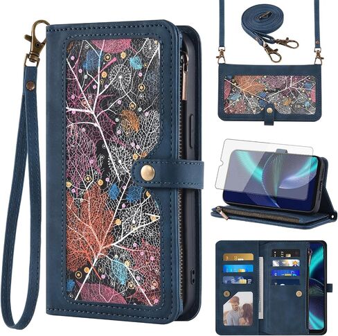 علبة الهاتف لـ Tracfone Blu View Speed ​​5G B1550VL Wallet Wallet مع واقي الشاشة وحزام معصم Crossbody Leather Pattern Pattern zipper redit in Saudi Arabia