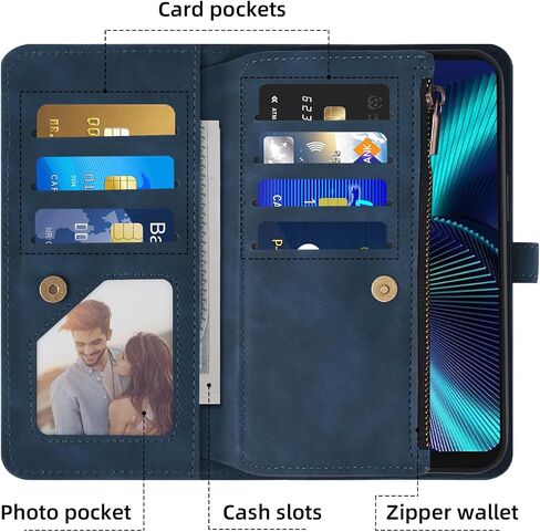 علبة الهاتف لـ Tracfone Blu View Speed ​​5G B1550VL Wallet Wallet مع واقي الشاشة وحزام معصم Crossbody Leather Pattern Pattern zipper redit in Saudi Arabia