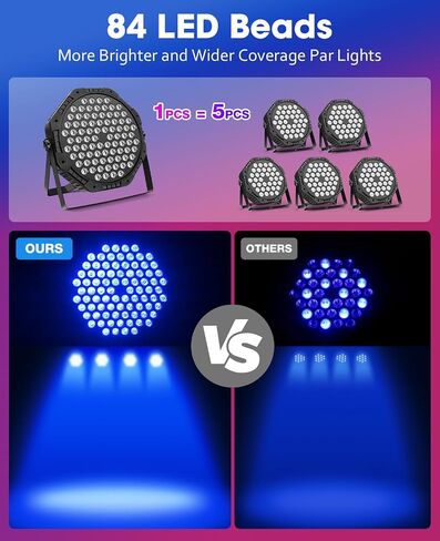 Stage Lights 2 Pack 36 LED Par Light Corded RGB DJ Party Uplights with Sound Activated and DMX Control for Disco, Wedding, Club, Birthday, Christmas Stage Lighting in Kuwait