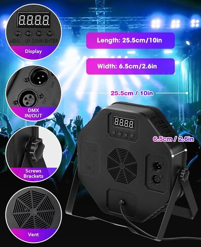 Stage Lights 2 Pack 36 LED Par Light Corded RGB DJ Party Uplights with Sound Activated and DMX Control for Disco, Wedding, Club, Birthday, Christmas Stage Lighting in Kuwait