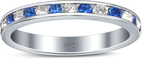 Blue Apple Co. Full Eternity Promise Wedding Stackable Band Bridal Ring Round Cubic Zirconia 925 Sterling Silver in Saudi Arabia