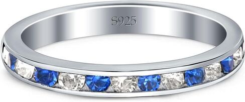 Blue Apple Co. Full Eternity Promise Wedding Stackable Band Bridal Ring Round Cubic Zirconia 925 Sterling Silver in Saudi Arabia