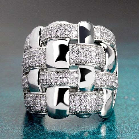 Razered Frosted Finger Ring Cross Line Cubic Zirconia Steel Women Fashion Ring Pretty Bridal Jewelry Accessories in Saudi Arabia