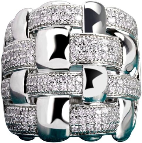 Razered Frosted Finger Ring Cross Line Cubic Zirconia Steel Women Fashion Ring Pretty Bridal Jewelry Accessories in Saudi Arabia