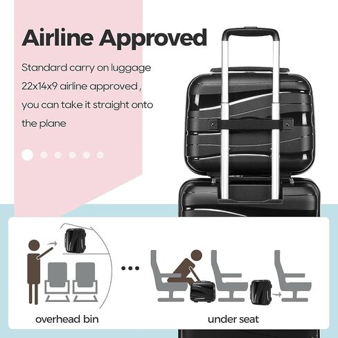 Melalenia Luggage Carry On Suitcase Sets, Expandable PP Hard Shell Suitcase with Spinner Wheels,Travel Luggage with TSA Locks 22x14x9 Airline Approved in Saudi Arabia
