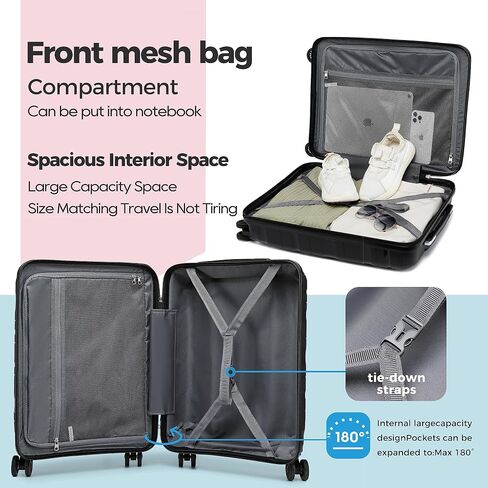 Melalenia Luggage Carry On Suitcase Sets, Expandable PP Hard Shell Suitcase with Spinner Wheels,Travel Luggage with TSA Locks 22x14x9 Airline Approved in Saudi Arabia