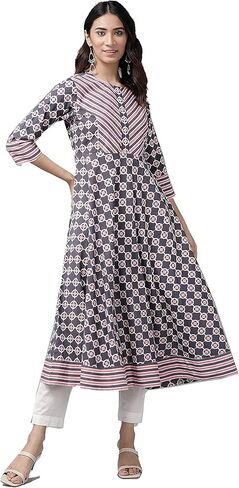 Yash Gallery Women Cotton Floral Print Anarkali Kurta for Summer in Kuwait
