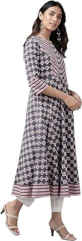 Yash Gallery Women Cotton Floral Print Anarkali Kurta for Summer in Kuwait