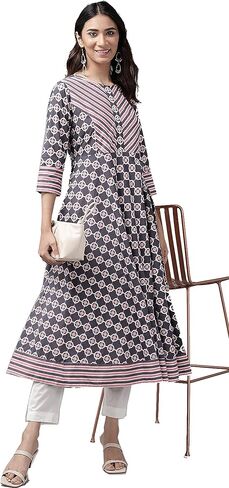 Yash Gallery Women Cotton Floral Print Anarkali Kurta for Summer in Kuwait