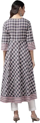 Yash Gallery Women Cotton Floral Print Anarkali Kurta for Summer in Kuwait