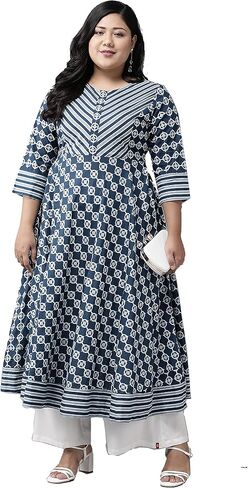 Yash Gallery Women Cotton Floral Print Anarkali Kurta for Summer in Saudi Arabia