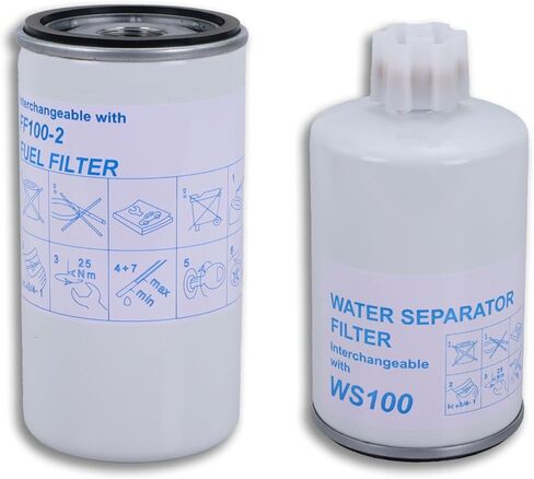 Water Separator Pre-Filter WS100 & Fuel Filter FF100-2 Compatible with AirDog I II II-4G II-5G, Cummins Powerstroke Duramax Diesel, Dodge Ram Chevy Silverado GMC Sierra Replaces P551315 P550550 in Kuwait