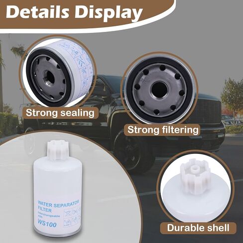 Water Separator Pre-Filter WS100 & Fuel Filter FF100-2 Compatible with AirDog I II II-4G II-5G, Cummins Powerstroke Duramax Diesel, Dodge Ram Chevy Silverado GMC Sierra Replaces P551315 P550550 in Kuwait