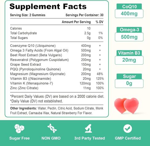 2 Pack CoQ10 Gummies, Plus Omega-3, Magnesium, Vitamin B12 for Brain & Antioxidant, 5X Better Absorption Coenzyme Q10 Supplement - 120 Cts in Kuwait