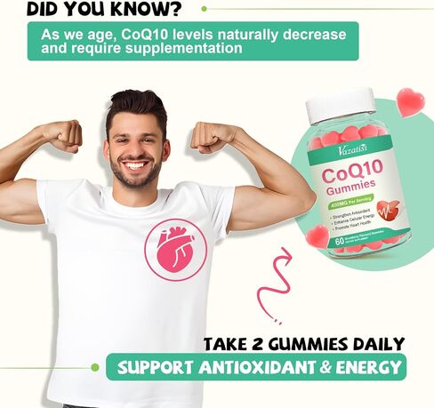 2 Pack CoQ10 Gummies, Plus Omega-3, Magnesium, Vitamin B12 for Brain & Antioxidant, 5X Better Absorption Coenzyme Q10 Supplement - 120 Cts in Kuwait