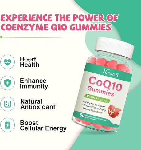 2 Pack CoQ10 Gummies, Plus Omega-3, Magnesium, Vitamin B12 for Brain & Antioxidant, 5X Better Absorption Coenzyme Q10 Supplement - 120 Cts in Kuwait