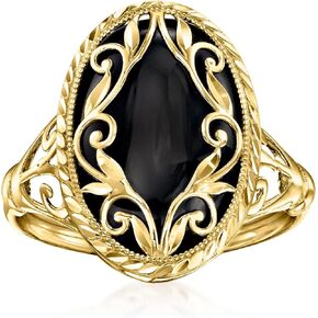 Ross-Simons Onyx Scrollwork Ring in 14kt Yellow Gold in Saudi Arabia