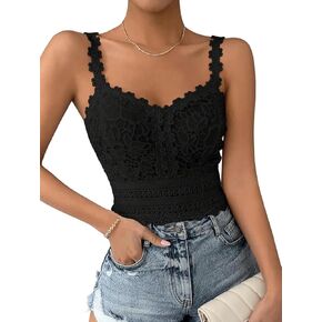 الدانتيل الصيفي للسيدات من Gorglitter عاجزة عن الخروج من محصول Top Bralette Cami Tank in Kuwait