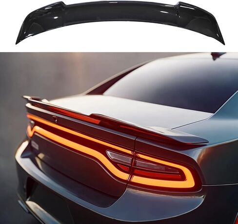 Spoiler for Dodge Challenger/Charger SXT RT SRT 2015-2020 Without Drilling ABS Rear Trunk Spoiler Wing Compatibble with Challenger/Charger SXT RT SRT No Fit SXT Plus (Glossy Black) in Saudi Arabia
