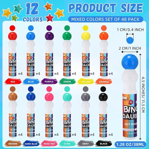 Crtiin 148 Pack Bingo Game Cards ومجموعة Bingo Daubers تتضمن 100 بطاقة بنغو و48 علامة نقطية من لوازم البنغو مجموعة بطاقات الاتصال لألعاب البنغو وألعاب البطاقات وأنشطة التجمع العائلي وليلة الألعاب in Kuwait