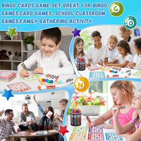 Crtiin 148 Pack Bingo Game Cards ومجموعة Bingo Daubers تتضمن 100 بطاقة بنغو و48 علامة نقطية من لوازم البنغو مجموعة بطاقات الاتصال لألعاب البنغو وألعاب البطاقات وأنشطة التجمع العائلي وليلة الألعاب in Kuwait