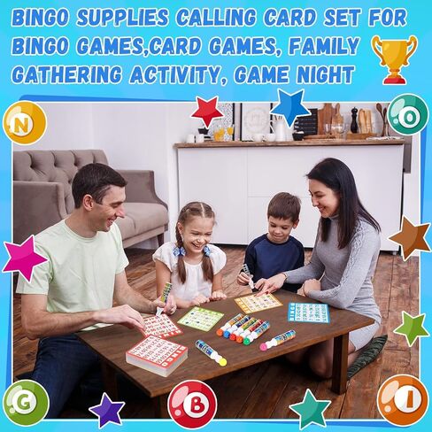 Crtiin 148 Pack Bingo Game Cards ومجموعة Bingo Daubers تتضمن 100 بطاقة بنغو و48 علامة نقطية من لوازم البنغو مجموعة بطاقات الاتصال لألعاب البنغو وألعاب البطاقات وأنشطة التجمع العائلي وليلة الألعاب in Kuwait