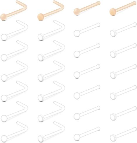 MODRSA 18g 20g Nude Clear Nose Studs for Work Clear Piercing Retainers for Surgery Plastic Septum Retainer 16g Labret Lip Studs Plastic Cartilage Earring Studs for Sport Surgery Invisible Septum Rings in Saudi Arabia